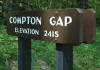 Compton Gap sign next to Skyline Drive